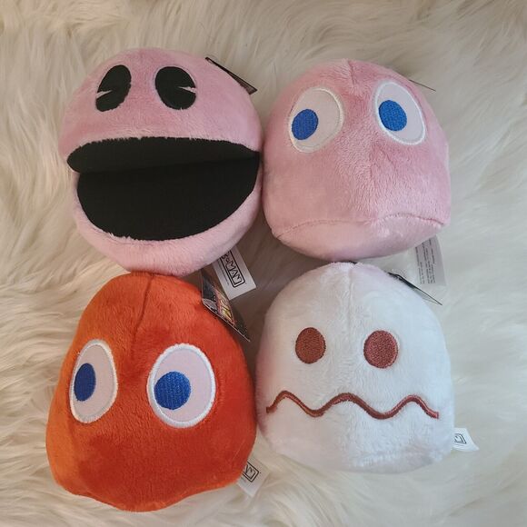 Toy Factory Other - NEW Pac-Man Royale Pinky White Ghost Plush Toy Stuffed Doll Arcade 4" NWT Lot